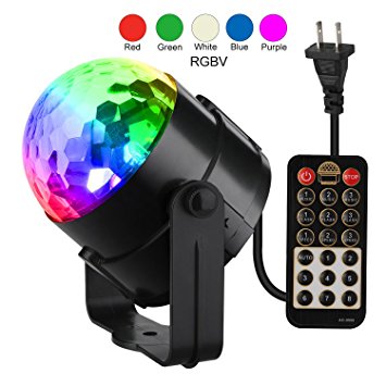 Disco Lights, Sound Activated Disco Ball Rotating Stage DJ Strobe Party Lights LED 7 Colors Crystal Magic Ball for Christmas Parties Karaoke Dancing Bar Club Wedding Outdoor with Remote