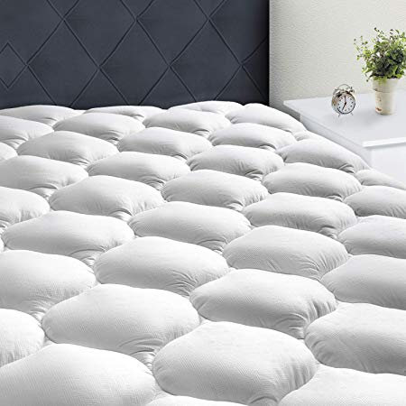 MASVIS Quilted Mattress Topper Cover 8-21”Deep Pocket - Mattress Pad Overfilled 300TC Snow Down Alternative 150x200cm (King)