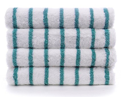 Large Turkish Beach Towel, Pool Towel with Thin Cabana Stripe, Eco Friendly, 100% Turkish Cotton - ( Green 4 Pack 30x60 inches ) by Turkuoise Towel