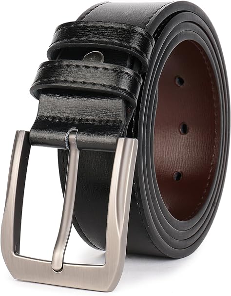 beltox fine Men’s Casual Leather Jeans Belts 1 1/2” Wide 4MM Thick Alloy Prong Buckle Work Dress Belt for Men