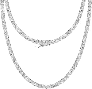 Michooyel Tennis Necklace for Women Tennis Chain Women Iced Out Necklace Prong-Setting 5A Cubic Zirconia Stones Fashion Jewelry 3mm 4mm 5mm 6mm, 16,18,20,22,24 Inches