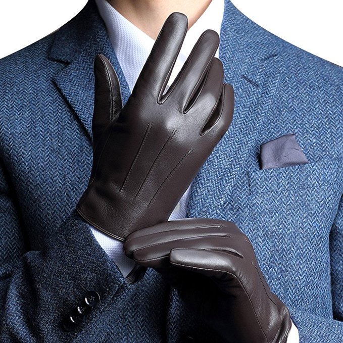 Harrms Best Touchscreen Italian Nappa Genuine Leather Gloves for men's Texting Driving Cashmere Lining