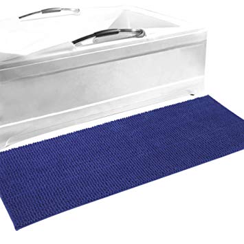 Long Bath Mat Microfiber  Bathroom Rug Soft  Absorbent Runner Shower Mat Navy Blue 20 Inches * 55 Inches