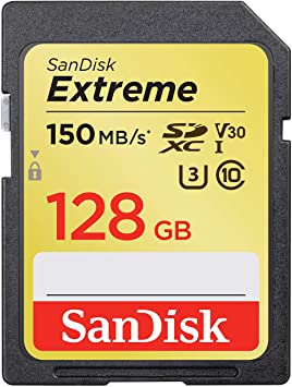 SanDisk Extreme SDXC, SDXVF 128GB, V30, U3, C10, UHS-I, 90MB/s R, 60MB/s W, for 4K Video