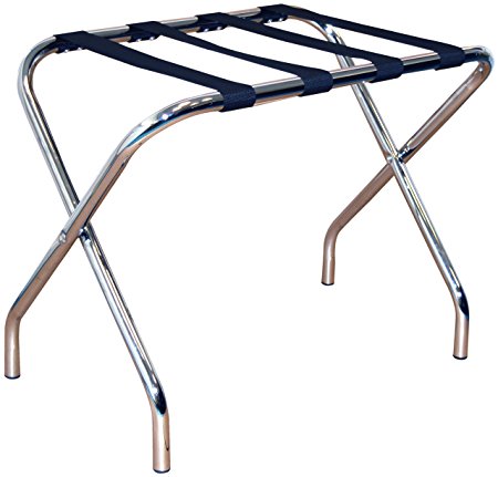 Harbour Housewares Folding Metal Luggage Rack Suitcase Stand - Chrome Stainless Steel