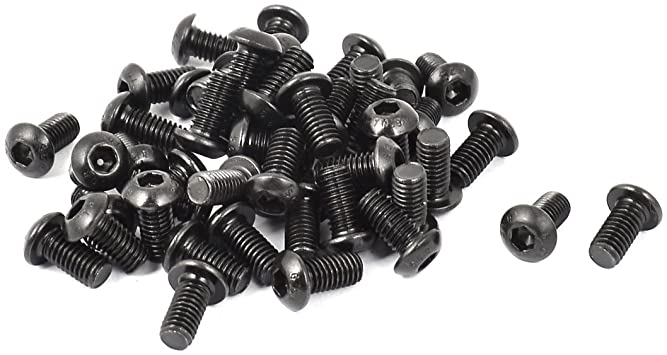 uxcell M6x12mm Button Head Hex Socket Cap Screw Bolt Black 50pcs