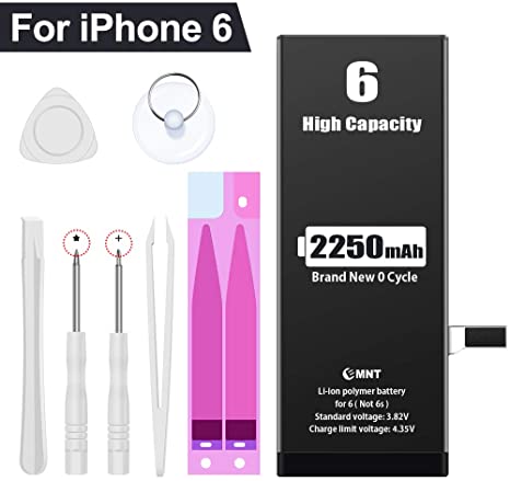 EMNT Battery Compatible with iPhone 6-2250 mAh High Capacity Battery Replacement with Repair Tool Kits and Instructions,24.3% Power More Than Original Battery