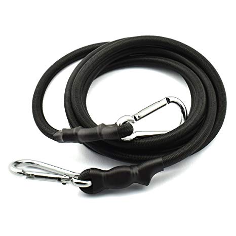 HJ Garden 1pcs 72 Inch / 180cm x 8mm Bungee Cord with Carabiner Hook Heavy Duty Straps 2 Climbing Hooks Strong Elastic Rope Shock Cord Tie Down Set