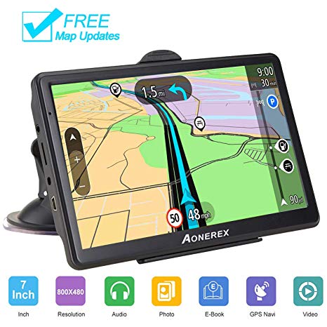 GPS Navigation for car Spoken Turn-by-Turn Directions, Direct Access, Driver Alerts,7 inch GPS Navigator System with Touch Screen/ 8GB Memory/Lifetime Map Update