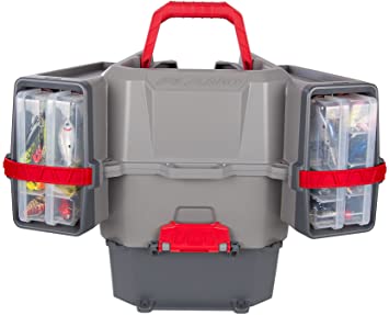 Plano PLAM80700 Kayak V-Crate Tackle Box and Bait Storage, Premium Tackle Storage, Grey/Red, One Size
