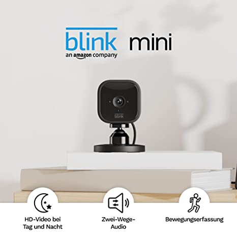 Blink Mini – Kompakte, smarte Plug-in-Sicherheitskamera für innen, 1080p-HD-Video, Nachtsicht, Zwei-Wege-Audio, Bewegungserfassung; einfache Einrichtung, funktioniert mit Alexa – 1 Kamera (schwarz)