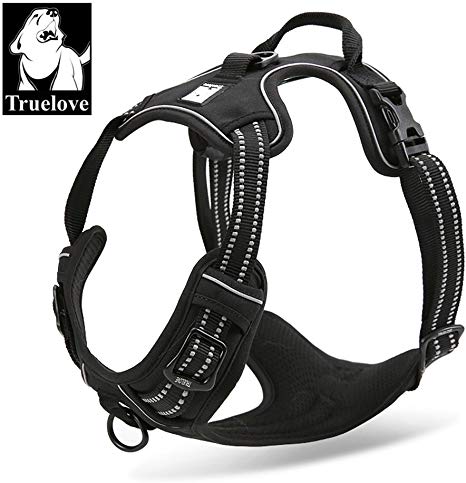 TrueLove Dog Harness TLH5651 No-pull Reflective Stitching Ensure Night Visibility, Outdoor Adventure Big Dog Harness Perfect Match Puppy Vest (Black,XS)