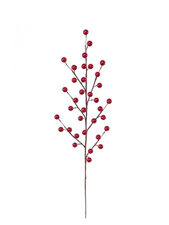 Larksilk 19" Red Artificial Berry Spray Decorative Branches 12-Pack - 12 Faux Berry Stems w 35 Red Artificial Berries ea.