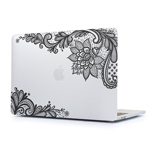 Dongke New MacBook Pro 13 Case 2017 & 2016 Release,Stylish Lace Design for Lady Frosted Sleeve Cover for Apple MacBook Pro 13 inch with /without Multi-Touch Bar (Model:A1706/A1708) (Transparent)