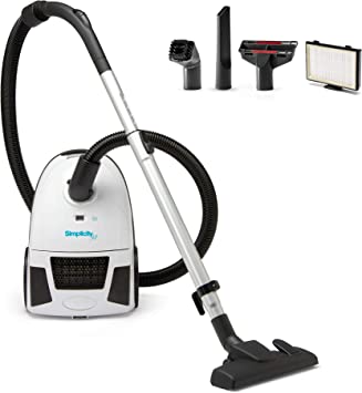 Canister Vacuum Cleaner, Simplicity Jill Compact Vacuum for Hardwood Floors and Rugs, Dual Certified Hepa Filtration, Bagged