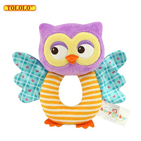 TOLOLO Owl Soft Rattle Toy for Over 0 Months