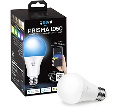 Geeni Prisma 1050 A21 Smart Wi-Fi LED Multicolor Bulb - 75W Equivalent, No Hub Required, Works with Amazon Alexa and Google Assistant