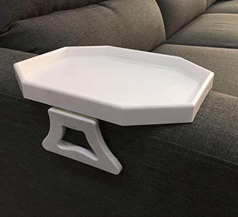Sofa Arm Clip Table, Armrest Tray Table, Drinks/Remote Control/Snacks Holder (WHITE)