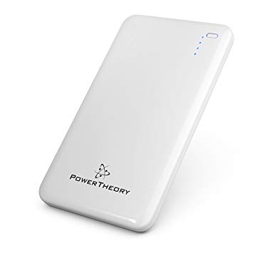 Power Theory Ultra Slim 10000mAh Portable Charger External Battery Power Bank Pack for iPhone 7 7 Plus 6S 6 Plus 5S 5C 5 4S, iPad Air 2 Mini 3, Samsung Galaxy S8 S7 S6 S5 S4 Edge Note Tab, Nexus, HTC, Motorola, Huawei, GoPro, Smartphones and Tablets (White)