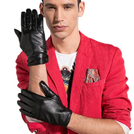 Men's Driving Gloves, Magelier Cool Genuine Lambskin Nappa Leather Motorcycle Work Gloves Gifts for Men