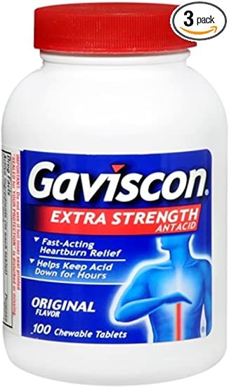 Gaviscon Tablets Extra Strength Original Flavor 100 Tablets (Pack of 3)