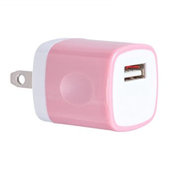 1PC Pink Universal USB Port Colors USB AC/DC Power Adapter Home Wall Charger Plug W/ Easy Grip for iPhone 7/7 plus 6/6 plus Samsung Galaxy S5 S4 S12¡­