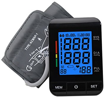 Upper Arm Blood Pressure Monitor, FDA UDI Approved, XREXS Automatic Digital BP monitor with Backlit, Adjustable Cuff Electronic Sphygmomanometer,90 Groups Memory,2 Users