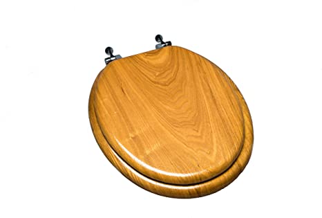 Bath Décor 5F1R4-17CH Hand-Selected premium grade wood, Decorative Front Toilet Seat, Round