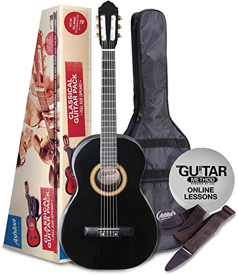 Ashton SPCG44 Full-Size Classical Guitar Starter Pack - Black