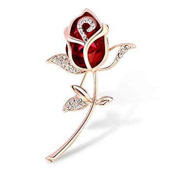 Heyuni. Crystal Rose Flower Shape Shining Brooches and Pins Bridal for Women Lady