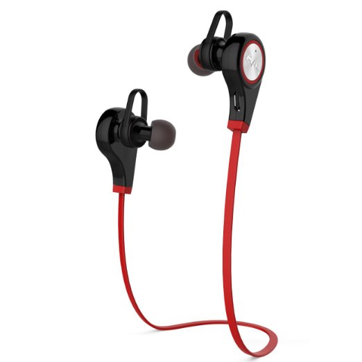 Bluetooth Headphones Leyic Stereo Wireless Bluetooth Earbuds for Sport Running Gym Exercise Sweatproof Noise-Cancelling Earphones WMicrophone Compatible with iPhone 6 6 Plus and Android red