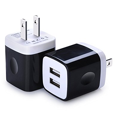 iPhone Charging Block, USB Charger Brick Base, FiveBox 2-Pack Dual Port Wall charger Plug 2.1A Fast Charger Cube Phone Charger Box for iPhone 7/7 Plus, 6, 6S Plus, Samsung S8 S7 S6 Note 5 4, iPad,Moto