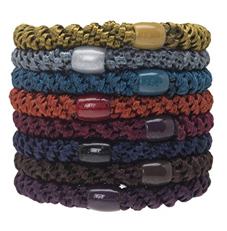 L. Erickson Grab & Go Ponytail Holders, Fall, Set of Eight - Exceptionally Secure with Gentle Hold