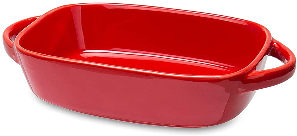 Small Oval Baking Dish for Oven with Handle Ceramic Baking Pan, 8 inch Individual Lasagna Pan Casserole Dish Bakeware 8.8X5.1X2 inch