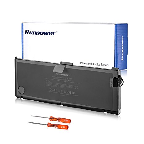 Runpower New Laptop Battery for Apple A1309 A1297 (only for Early-2009 Mid-2009 Mid-2010 Version) MacBook Pro 17-Inch Precision Aluminum Unibody   Two Free Screwdrivers - 18 Months Warranty [Li-Polymer 7.4V 95Wh/13000mAh]