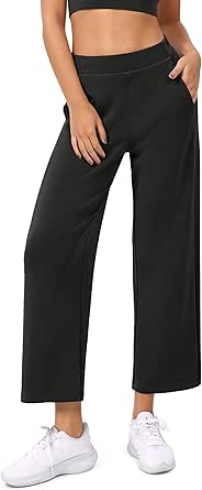 ODODOS Women's Modal Soft Relaxed Cropped Pants High Waist Casual Wide Leg Pants with Pockets - 25" Inseam