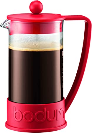 Bodum Brazil French Press Coffee Maker with Borosilicate Glass Carafe, 34 Ounce, Warm Red