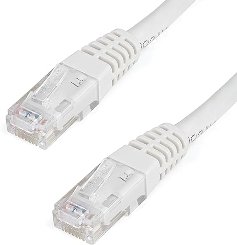 StarTech.com 5ft CAT6 Ethernet Cable - White CAT 6 Gigabit Ethernet Wire -650MHz 100W PoE   RJ45 UTP Molded Category 6 Network/Patch Cord w/Strain Relief/Fluke Tested UL/TIA Certified (C6PATCH5WH)