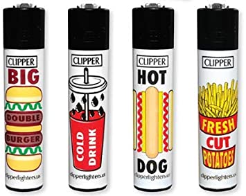 4 Clipper Food 1 Lighters Reusable Refillable Reflintable Collectible