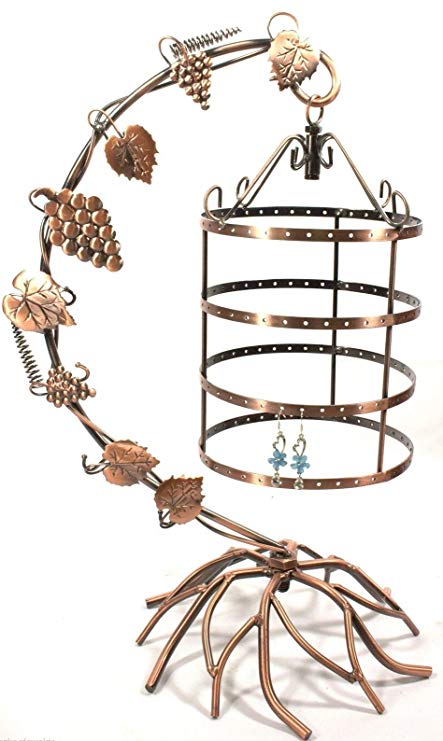 Bejeweled Display Antique Birdcage Jewelry Tree Earring Holder Necklace Organizer Display in 2 Colors (Copper)