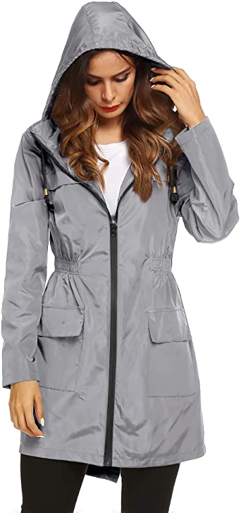 Lomon Women Waterproof Lightweight Rain Jacket Active Outdoor Hooded Raincoat
