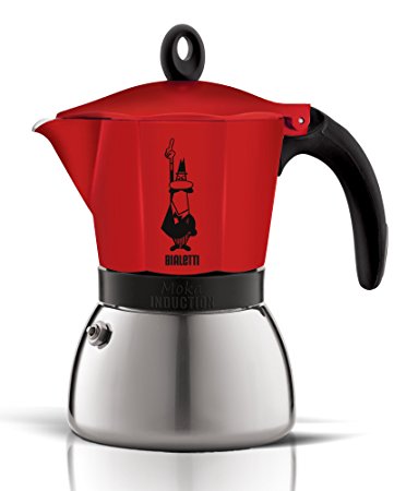 Bialetti Moka Induction Coffee Maker, Red, 6 Cup