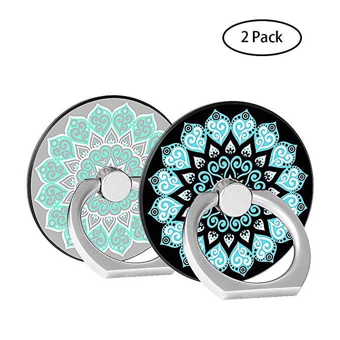 Finger Ring Stand 2 Pack,Stylish 360°Rotation Cell Phone Ring Holder Kickstand for iPhone X 8 7 6 Plus, Samsung Galaxy S8 S9, Note iPad Moto Google Pixel LG HTC Smartphone ect (Mint Green Mandala)