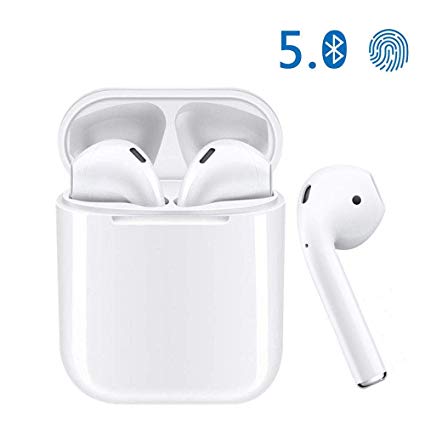 Wireless Earbuds Bluetooth 5.0 Headsets Bluetooth Headphones 3D Stereo IPX5 Waterproof【24Hrs Playtime】 Pop-ups Auto Pairing Headset Suitable for Apple/Airpods/Android/iPhone/Samsung