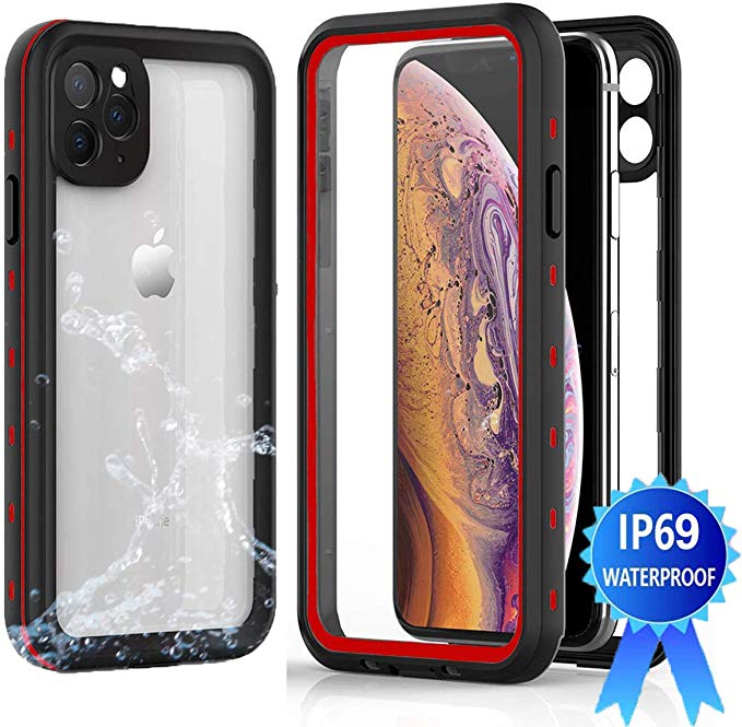 YOGRE iPhone 11 Pro Max Waterproof Case, IP69 Certified Heavy Duty Shockproof Snowproof Dirtproof Cover Case, Full-Body Rugged Clear Case with Built-in Screen Protector for iPhone 11 Pro Max 6.5 Inch