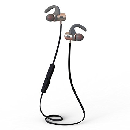 SGIN Bluetooth Headphones, Wireless V4.2 Magnetic Earbuds In-Ear Headset with Waterproof Sports Earphones, Built-in Mic Noise Canceling Stereo for Running Gym(Gold) - Fozento.