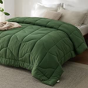 Bedsure Comforters Queen Size, Down Alternative Comforter for All Season, Soft Prewashed Comforter with 4 Tabs, Lightweight & Warm Bedding- Machine Washable (Olive Green, Queen, 88x88 inches)