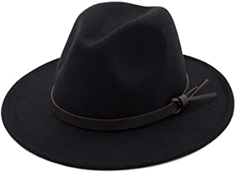 BaZhuaYu001 Womens Fedora Hats with Belt Buckle Wide Brim Panama Fedora Cap