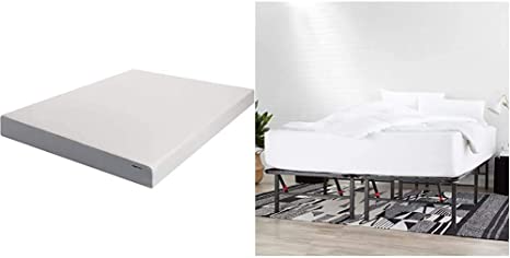 AmazonBasics 8-Inch Memory Foam Mattress - Soft Plush Feel, Full & Foldable, 14"; Metal Platform Bed Frame with Tool-Free Assembly, No Box Spring Needed - Full