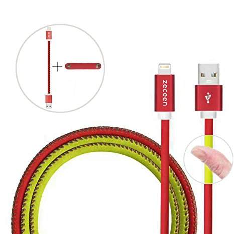 Lightning Cable,Thermal Sensor Heat Induction Color Changing Lightning to USB Charger Cord,Leather Charging & Syncing USB Data Cable (3.3ft) for Apple Devices iPhone iPad iPod (Red)